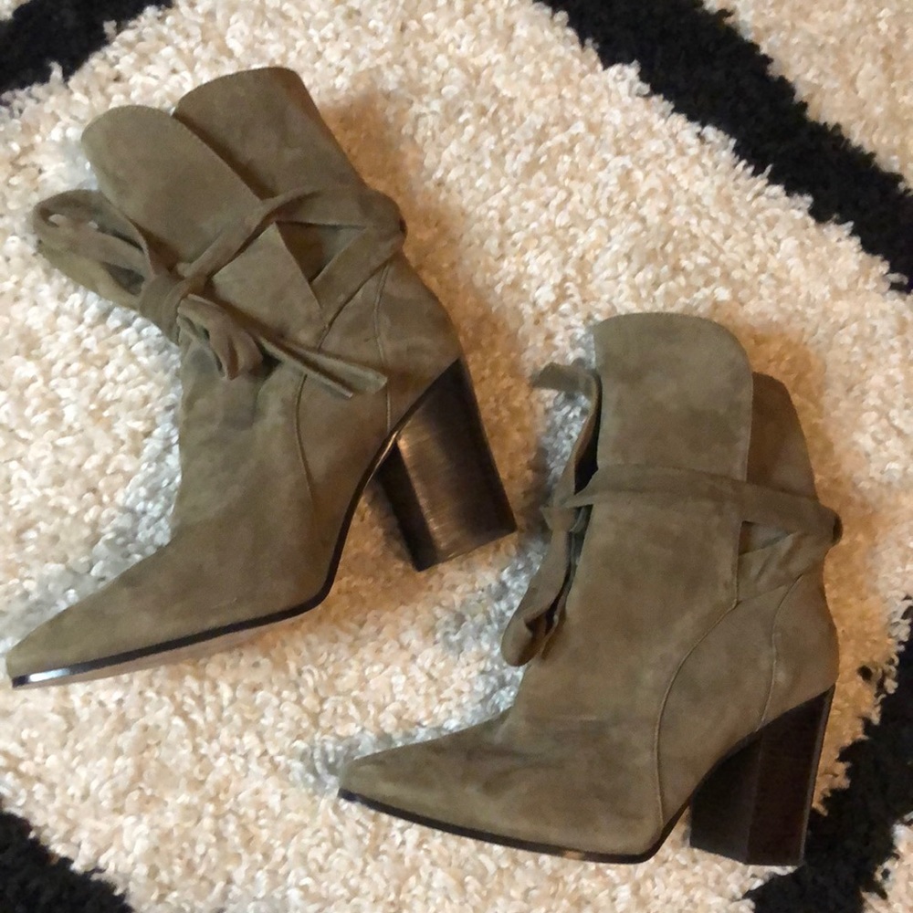 Olive Green Tie Booties